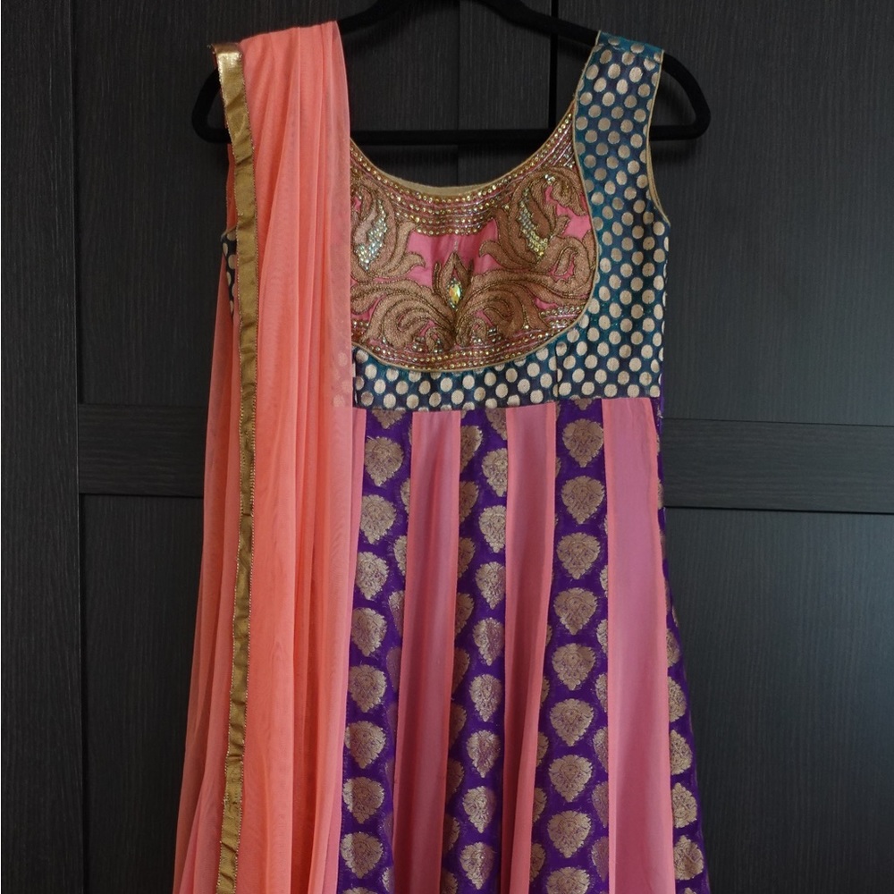 Beautiful anarkali suit with matching churidar and dupatta